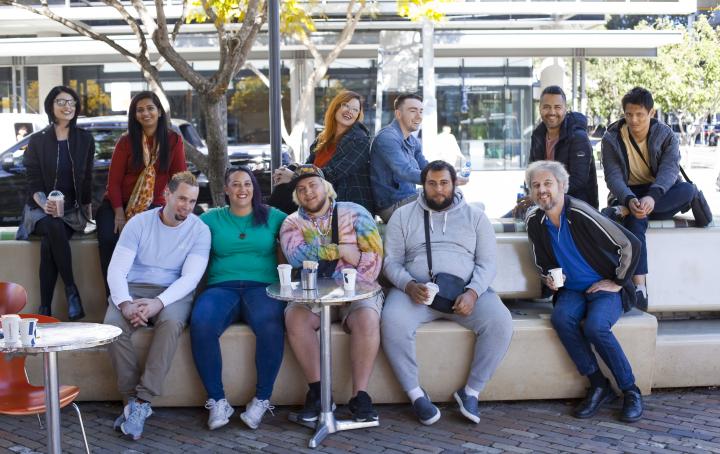 A large group of young people