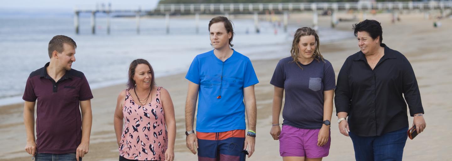 a group of people walking